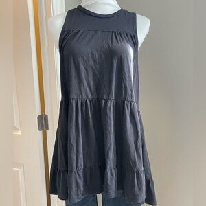 Anthropologie Black Sleeveless Tiered Tank Size Small
